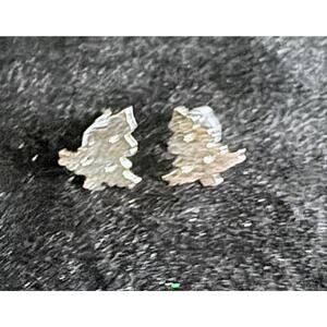New Tiny Silver Tone Christmas Tree Stud Earrings 3/8" Holiday